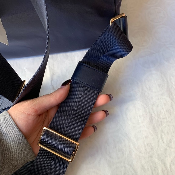 Tory Burch Ella Backpack Navy Blue Nylon - Picture 10 of 12